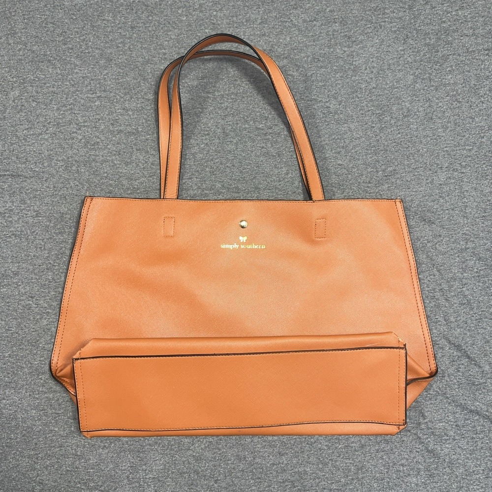 Simply Southern Large Faux Leather Tote Bag With Small Attached Pouch